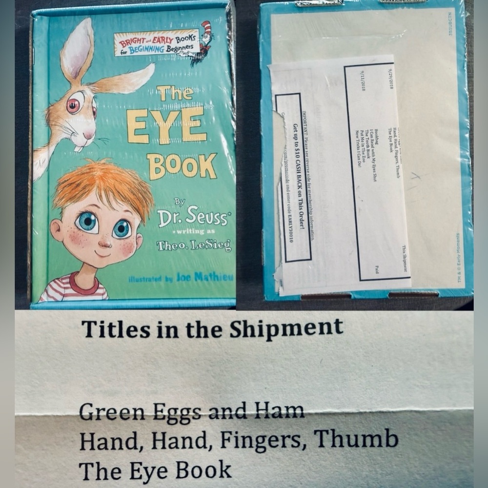 Dr.Seuss-The Eye Book/Green Eggs & Ham/Hand Hand Fingers Thumb 3Books~NEW SEALED